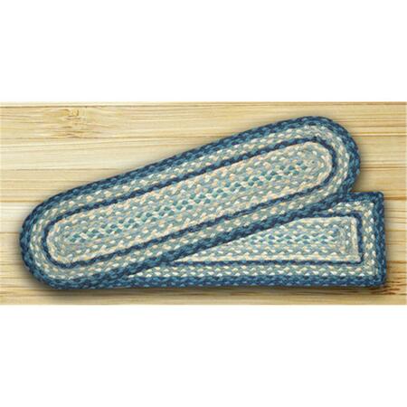 CAPITOL EARTH RUGS Oval Stair Tread - Breezy Blue- Taupe and Ivory 19-362